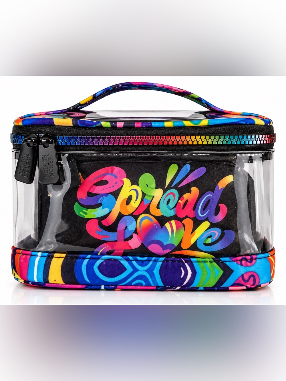 Jason Naylor Spread Love 2 Piece Clear Makeup Train Case Rainbow NWT
